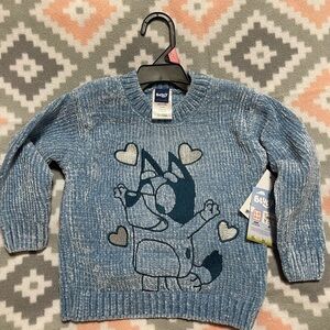 Bluey Kids' Light Blue Sweater with Heart Design